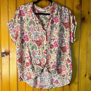 Lucky Brand Pink Floral Button-Down Shirt 100% Modal